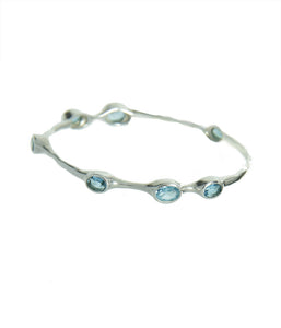 Swiss Blue Topaz Bangle Bracelet For Throat Chakra