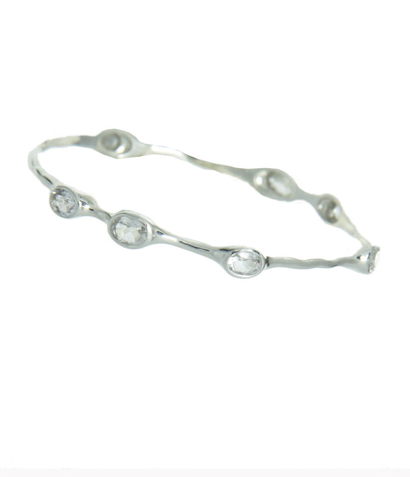 Crystal Quartz Bangle Bracelet - crown chakra bracelet