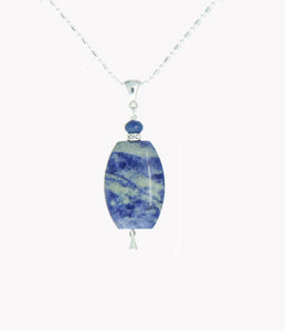 Brazilian Sodalite and Blue Quartz Necklace For Throat Chakra