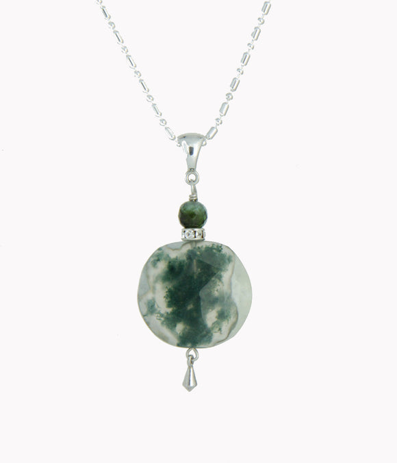 Moss Agate and Tourmaline Necklace for Heart Chakra