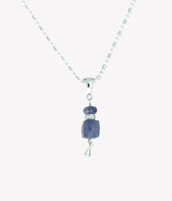 Iolite Cube Necklace for Third Eye Chakra