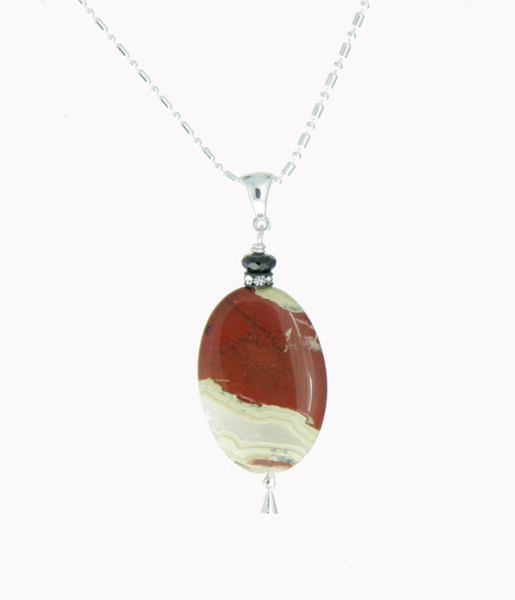 Red Picture Jasper and Black Spinel Necklace #2 - Root Chakra Necklace