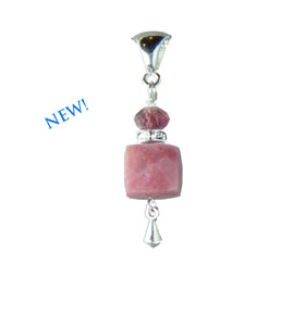 Rhodonite and Tourmaline Pendant for heart chakra