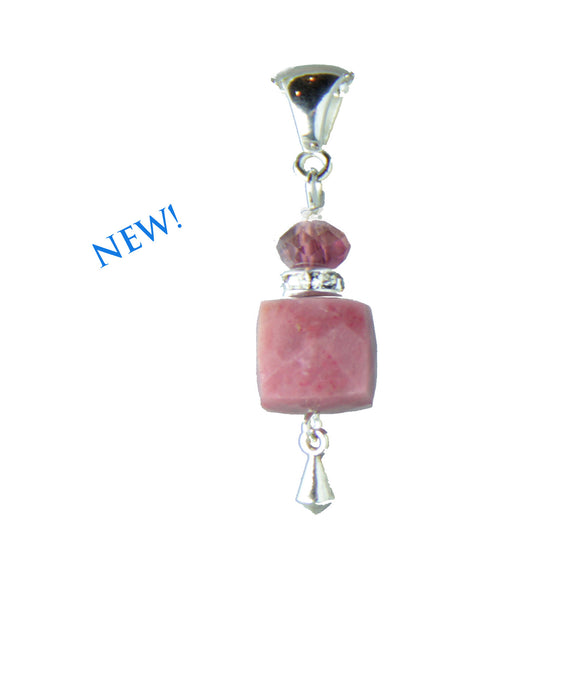 Rhodonite and Tourmaline Pendant for heart chakra