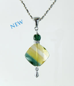 Bi-Color Quartz and Green Quartz Necklace for Core Chakra