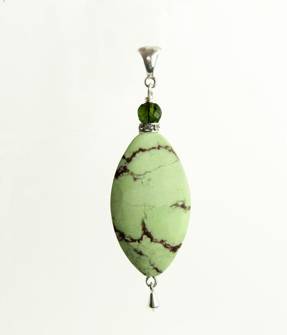 Lemon Chrysoprase and Tourmaline Pendant for Heart Chakra