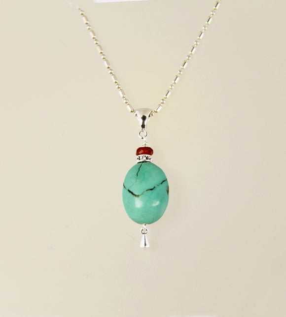 Turquoise Egg and Carnelian necklace